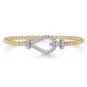 14K Yellow White Gold Bujukan Diamond Bangle - 0.85 ct