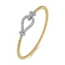 14K Yellow White Gold Bujukan Diamond Bangle - 0.85 ct