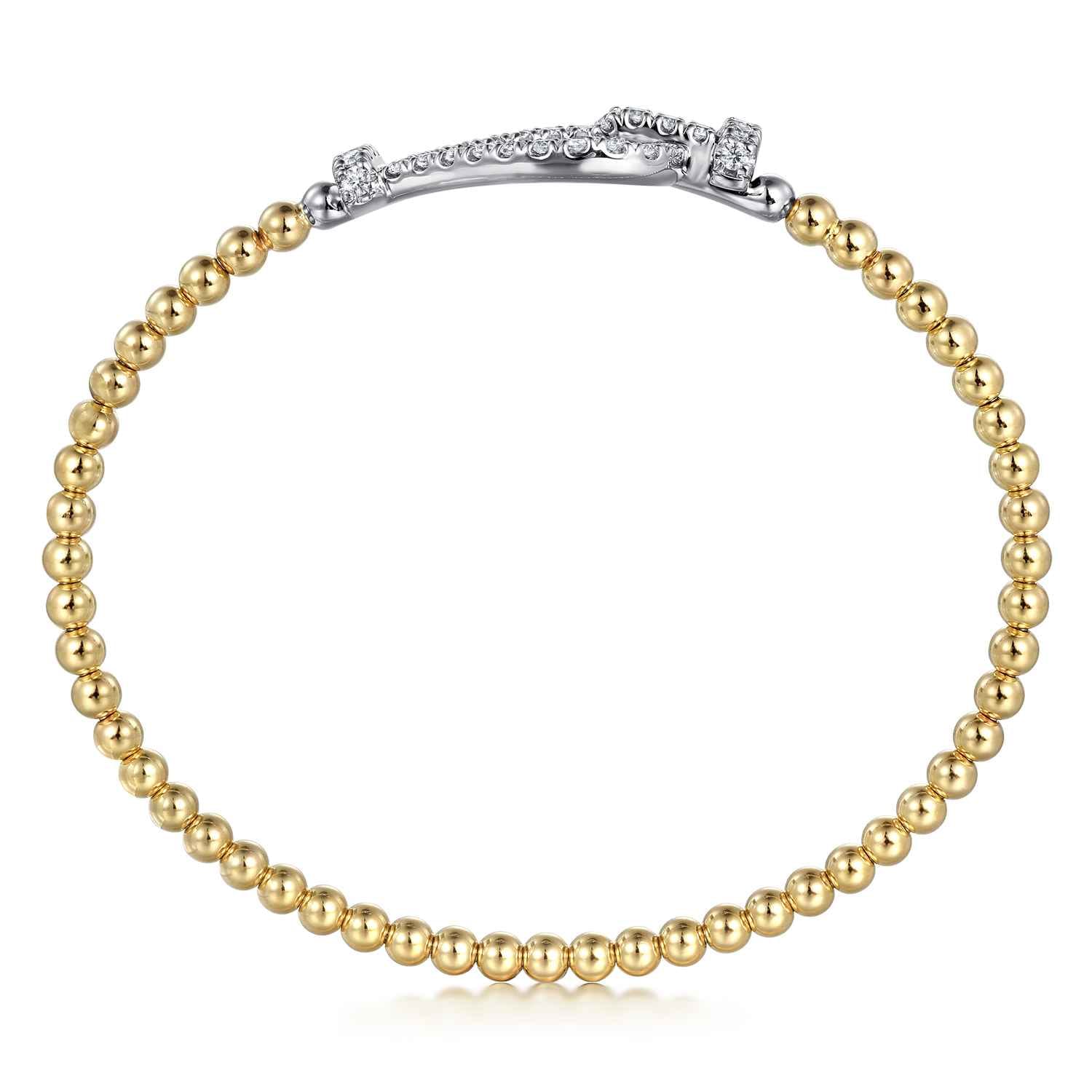 14K Yellow White Gold Bujukan Diamond Bangle - 0.85 ct - Shot 3