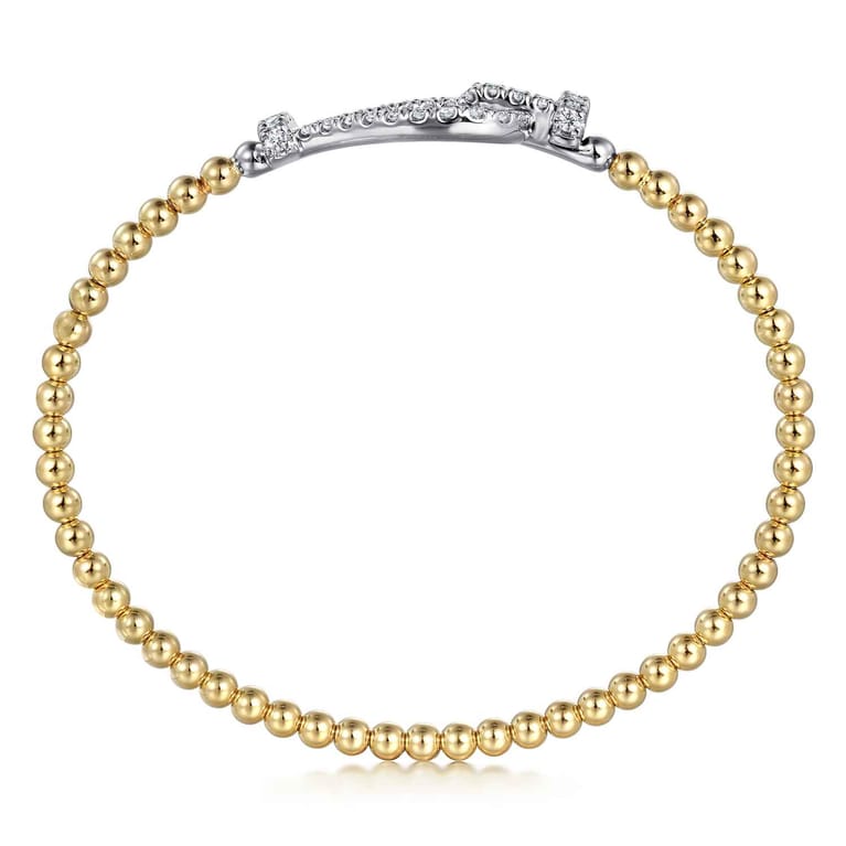 14K Yellow White Gold Bujukan Diamond Bangle - 0.85 ct - Shot 3