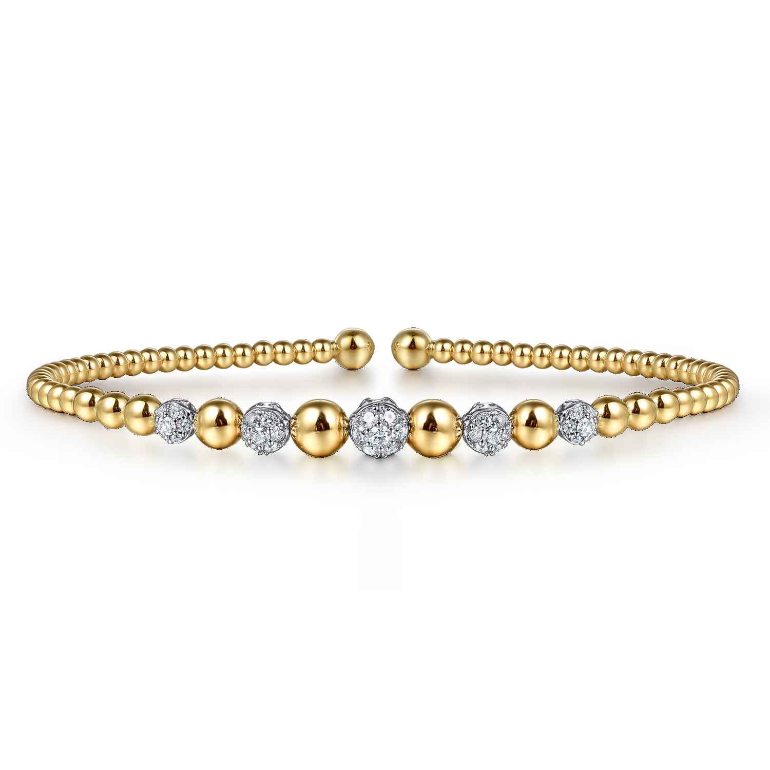 14K Yellow-White Gold Bujukan Diamond Stations Bangle - 0.35 ct - Shot 1