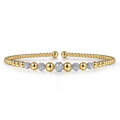 14K Yellow-White Gold Bujukan Diamond Stations Bangle
