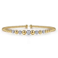 14K Yellow-White Gold Bujukan Diamond Stations Bangle