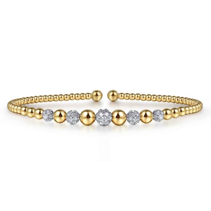 14K Yellow-White Gold Bujukan Diamond Stations Bangle
