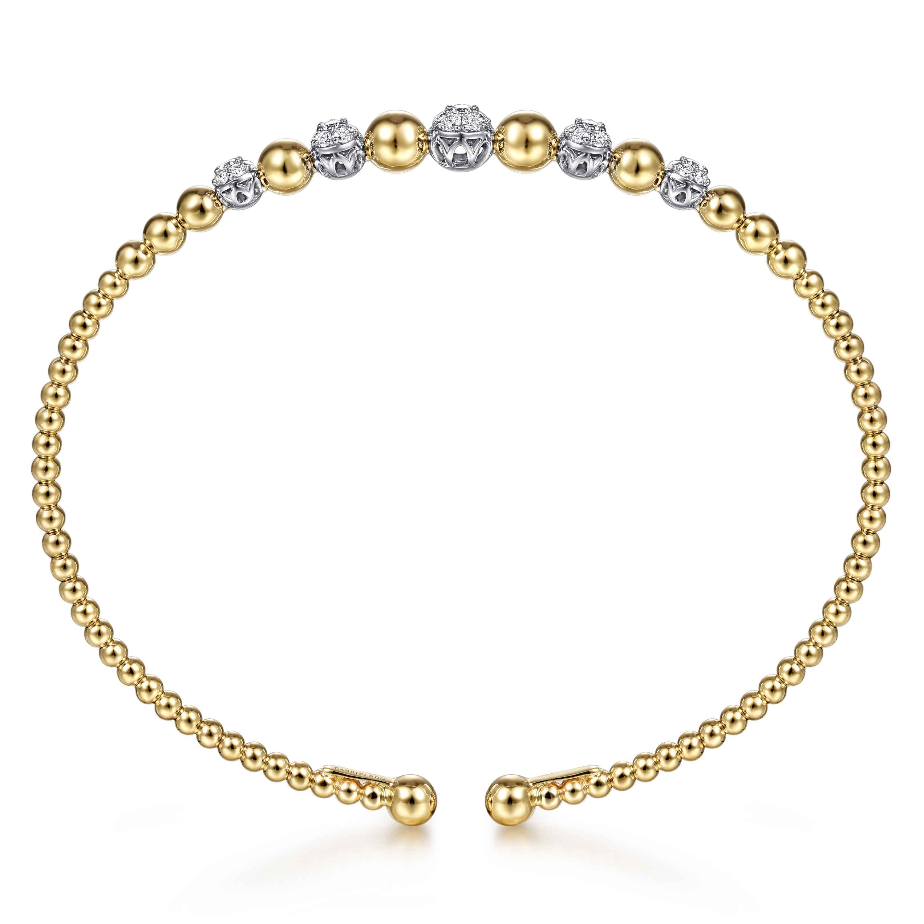14K Yellow-White Gold Bujukan Diamond Stations Bangle - 0.35 ct - Shot 3