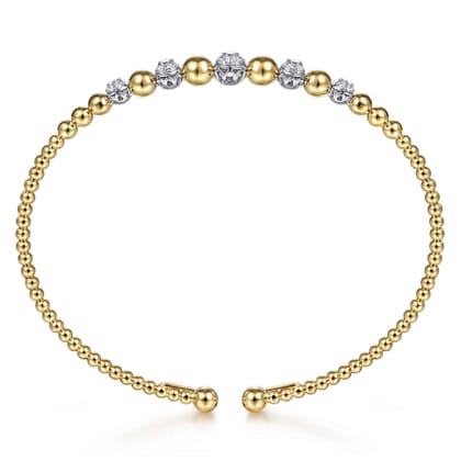 14K Yellow-White Gold Bujukan Diamond Stations Bangle