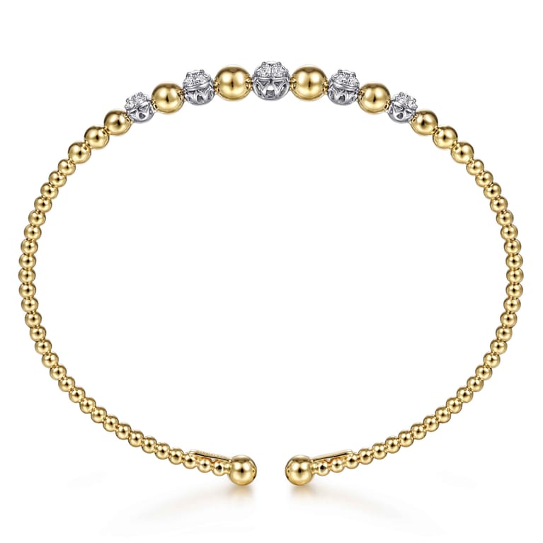 14K Yellow-White Gold Bujukan Diamond Stations Bangle - 0.35 ct - Shot 3