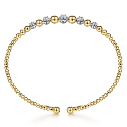 14K Yellow-White Gold Bujukan Diamond Stations Bangle
