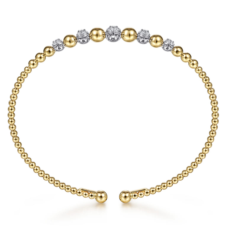 14K Yellow-White Gold Bujukan Diamond Stations Bangle - 0.33 ct - Shot 3