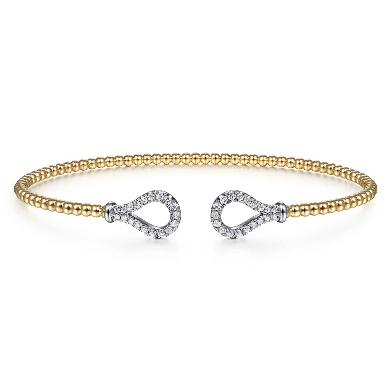 14K Yellow-White Gold Bujukan Diamond Teardrops Bangle - 0.25 ct - Shot 1