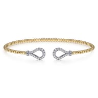 14K Yellow-White Gold Bujukan Diamond Teardrops Bangle