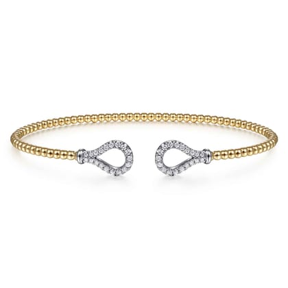 14K Yellow-White Gold Bujukan Diamond Teardrops Bangle