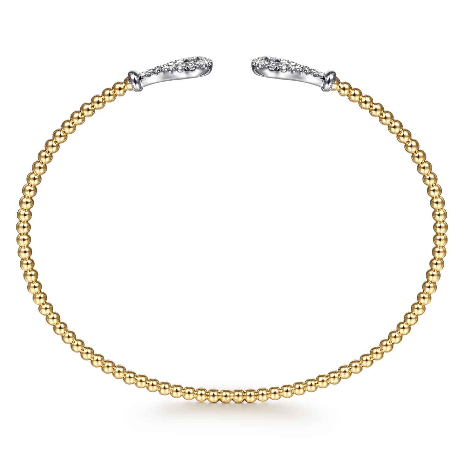 14K Yellow-White Gold Bujukan Diamond Teardrops Bangle - 0.25 ct - Shot 3