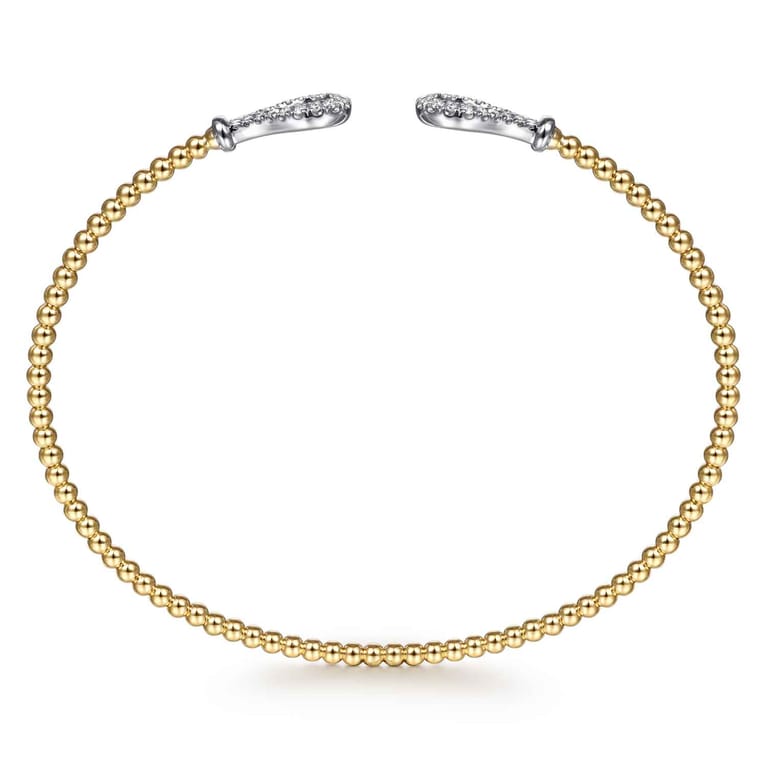 14K Yellow-White Gold Bujukan Diamond Teardrops Bangle - 0.25 ct - Shot 3