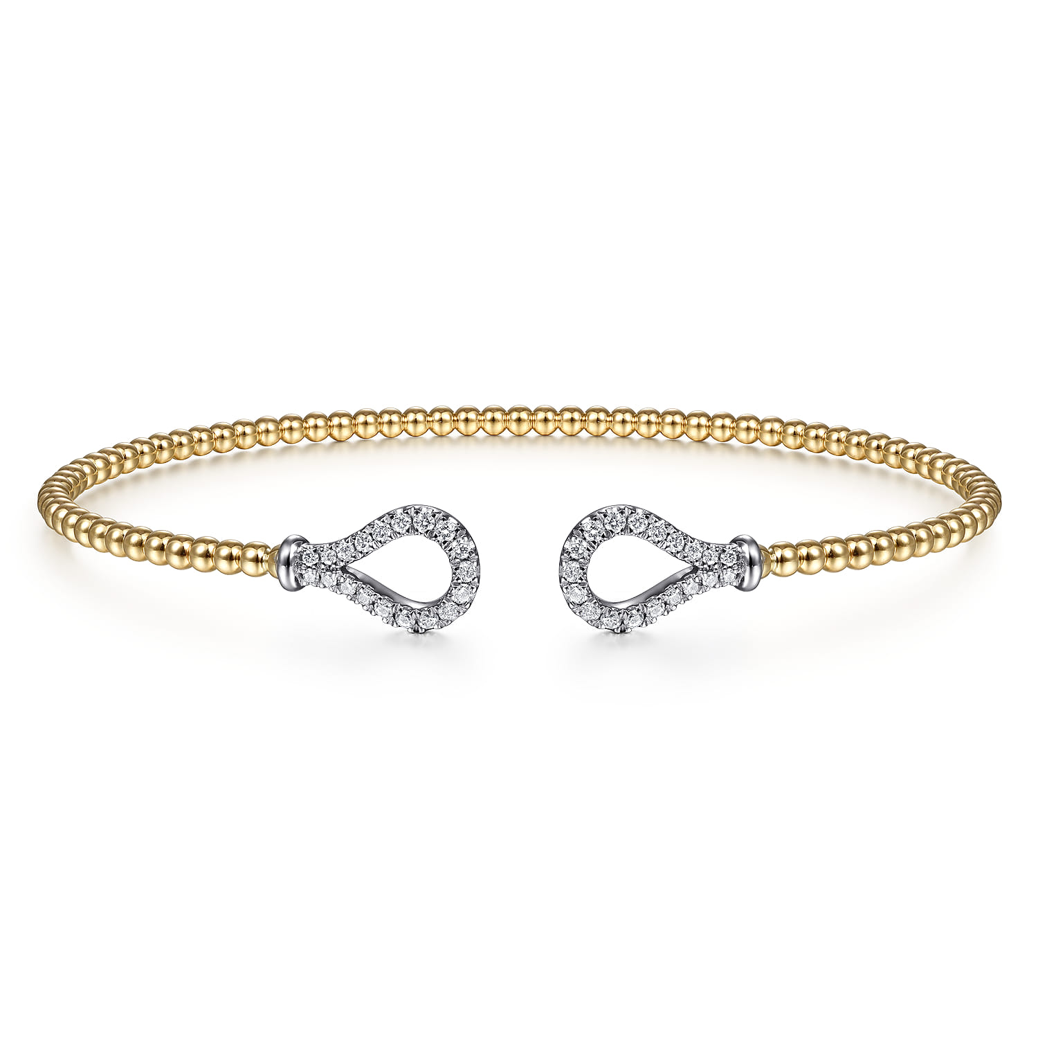 14K Yellow-White Gold Bujukan Diamond Teardrops Bangle - 0.25 ct - Shot 1