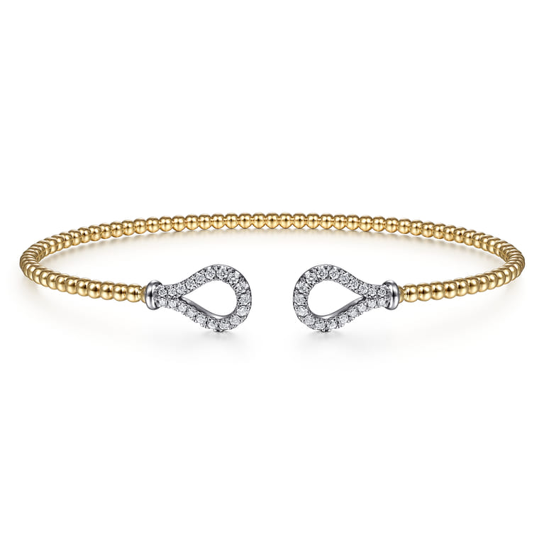 14K Yellow-White Gold Bujukan Diamond Teardrops Bangle - 0.25 ct - Shot 1