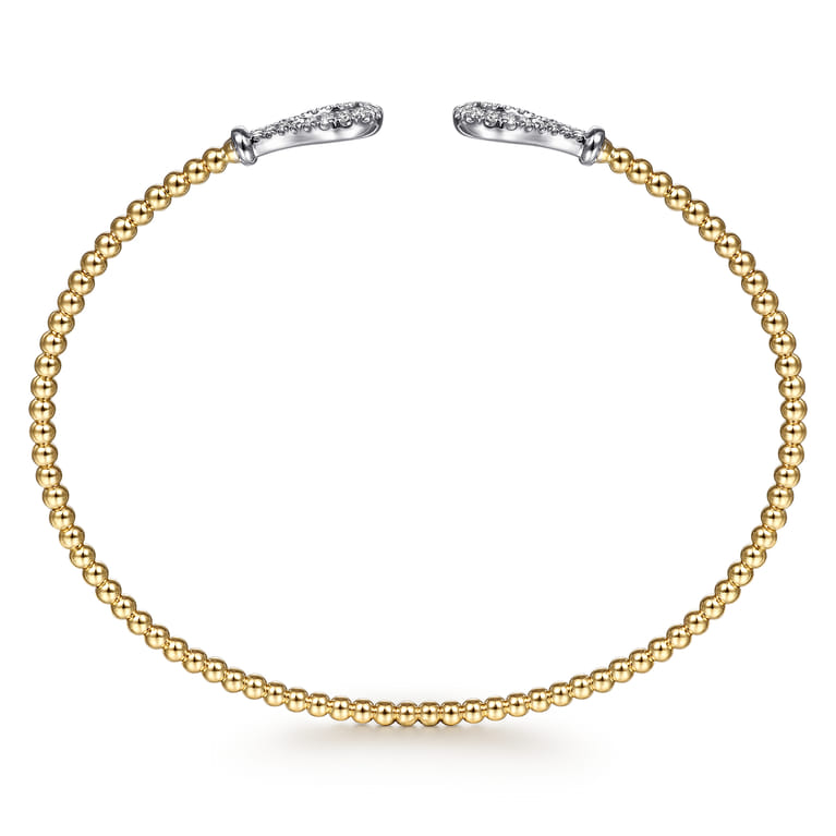 14K Yellow-White Gold Bujukan Diamond Teardrops Bangle - 0.25 ct - Shot 3
