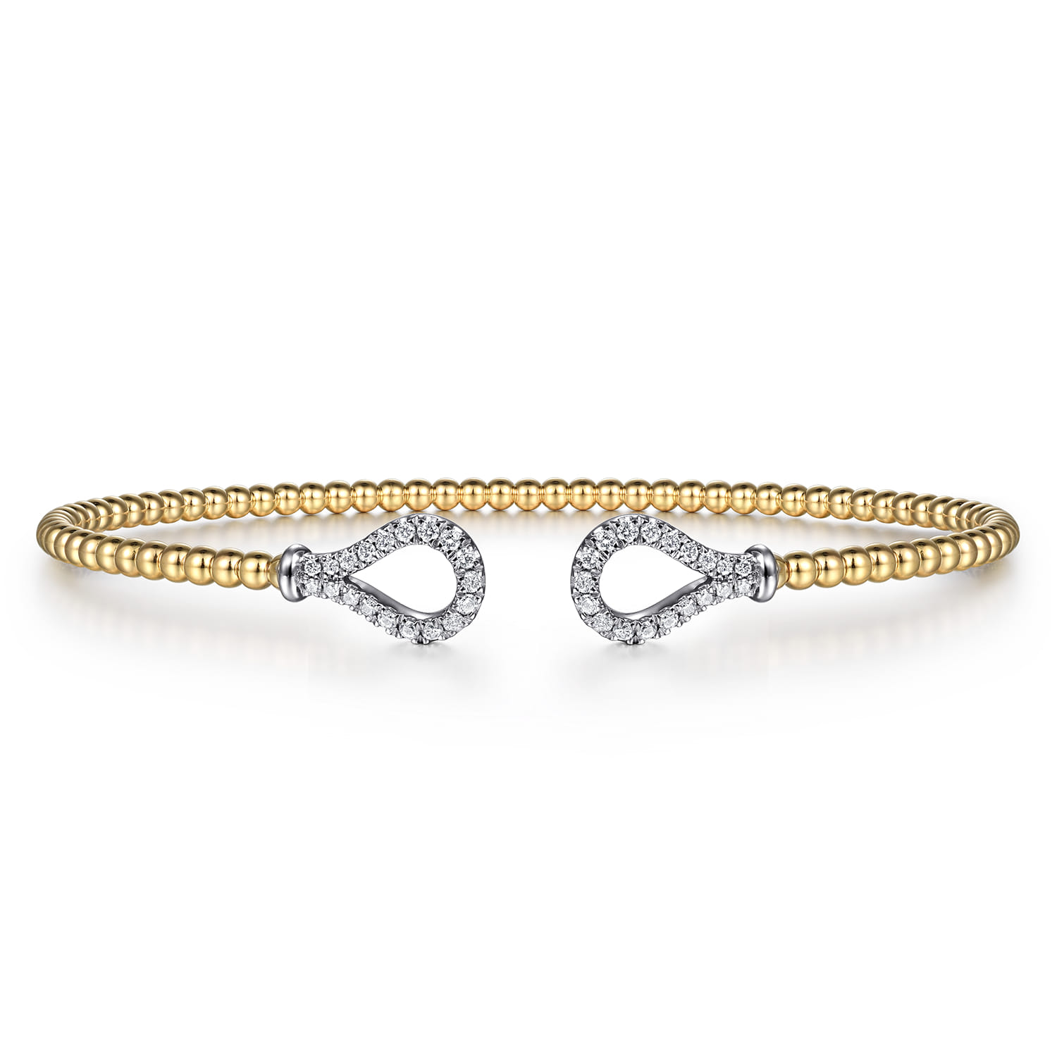 14K Yellow-White Gold Bujukan Diamond Teardrops Bangle - 0.25 ct - Shot 1