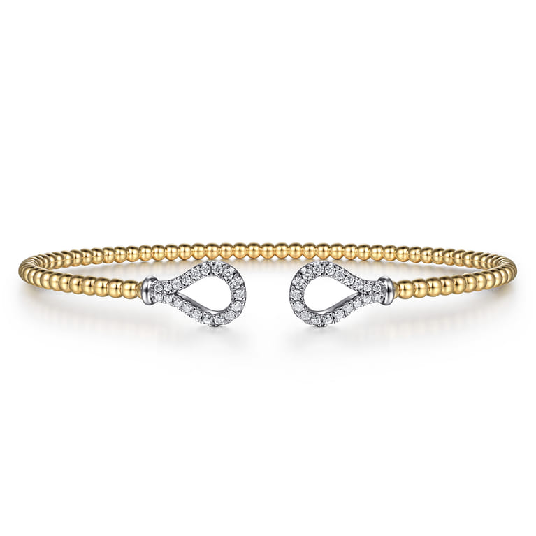 14K Yellow-White Gold Bujukan Diamond Teardrops Bangle - 0.25 ct - Shot 1