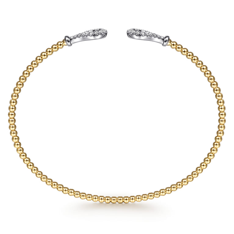 14K Yellow-White Gold Bujukan Diamond Teardrops Bangle - 0.25 ct - Shot 3