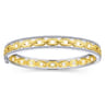 14K Yellow-White Gold Chain Link Bangle with Diamond Frame - 0.8 ct
