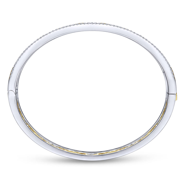 14K Yellow-White Gold Chain Link Bangle with Diamond Frame - 0.8 ct - Shot 3