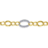 14K Yellow-White Gold Chain Link Bracelet with Diamond Pave Oval Link Stations - 1.75 ct