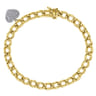 14K Yellow-White Gold Chain Link Bracelet with Pave Diamond Puff Heart Charm - 0.35 ct