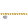 14K Yellow-White Gold Chain Link Bracelet with Pave Diamond Puff Heart Charm - 0.35 ct