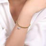 14K Yellow-White Gold Chain Link Bracelet with Pave Diamond Puff Heart Charm - 0.35 ct