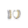 14K Yellow-White Gold Criss Cross 10mm Diamond Huggies - 0.3 ct