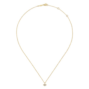 14K Yellow-White Gold Diamond Evil Eye Pendant Necklace
