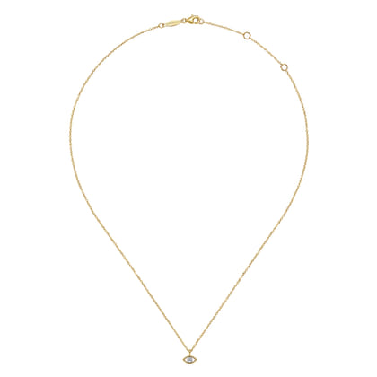 14K Yellow-White Gold Diamond Evil Eye Pendant Necklace