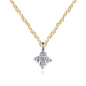 14K Yellow  White Gold Diamond Flower Pendant Necklace - 0.09 ct