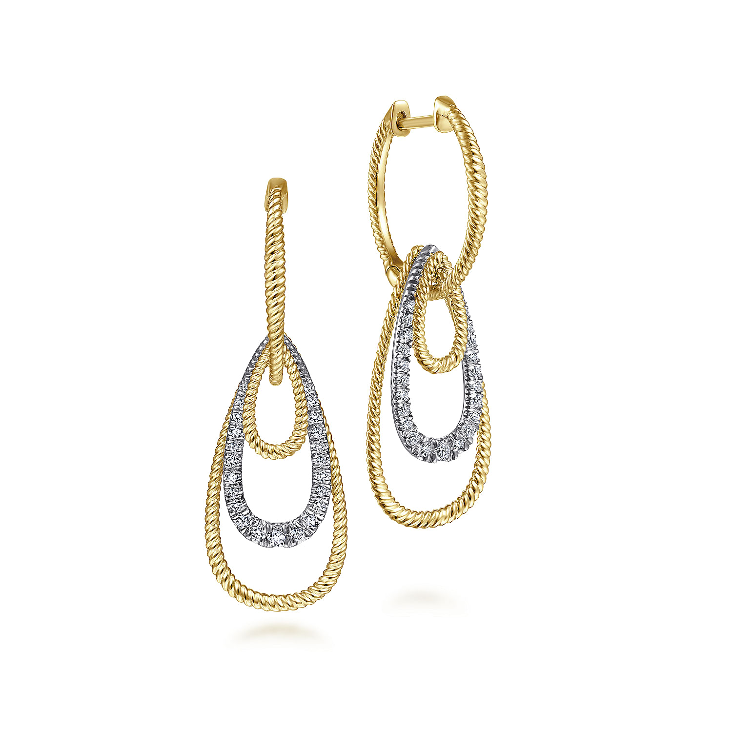 14K-Yellow-White-Gold-Diamond-Huggie-Earrings-With-Graduating-Teardrops1