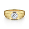 14K Yellow-White Gold Diamond Mens Engagement Ring in High Polish Finish - 0.48 ct