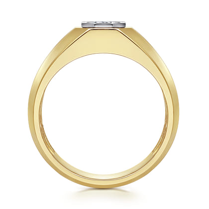 14K Yellow-White Gold Diamond Mens Engagement Ring in High Polish Finish