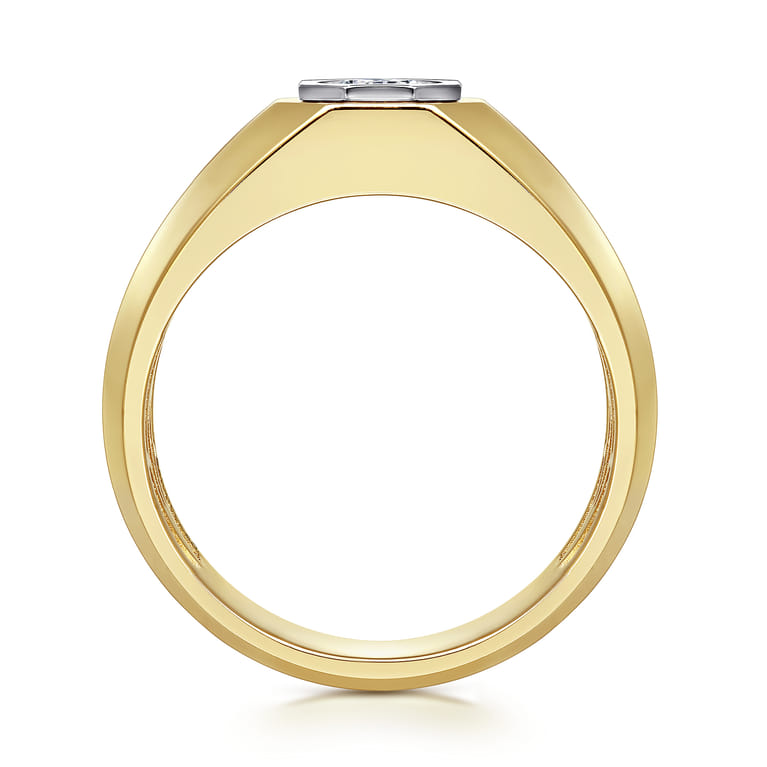 14K Yellow-White Gold Diamond Mens Engagement Ring in High Polish Finish - 0.48 ct - Shot 2