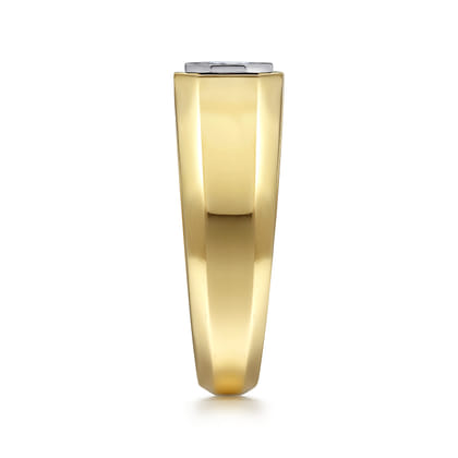 14K Yellow-White Gold Diamond Mens Engagement Ring in High Polish Finish