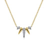14K Yellow-White Gold Diamond Pave Spike Fan Bar Necklace - 0.05 ct