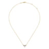 14K Yellow-White Gold Diamond Pave Spike Fan Bar Necklace - 0.05 ct