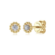 14K Yellow-White Gold Diamond Stud Earrings-Bujukan