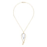 14K Yellow-White Gold Double Wing Diamond Pendant Necklace