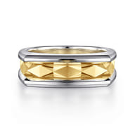 14K Yellow-White Gold Faceted Ring in High Polished Finish
