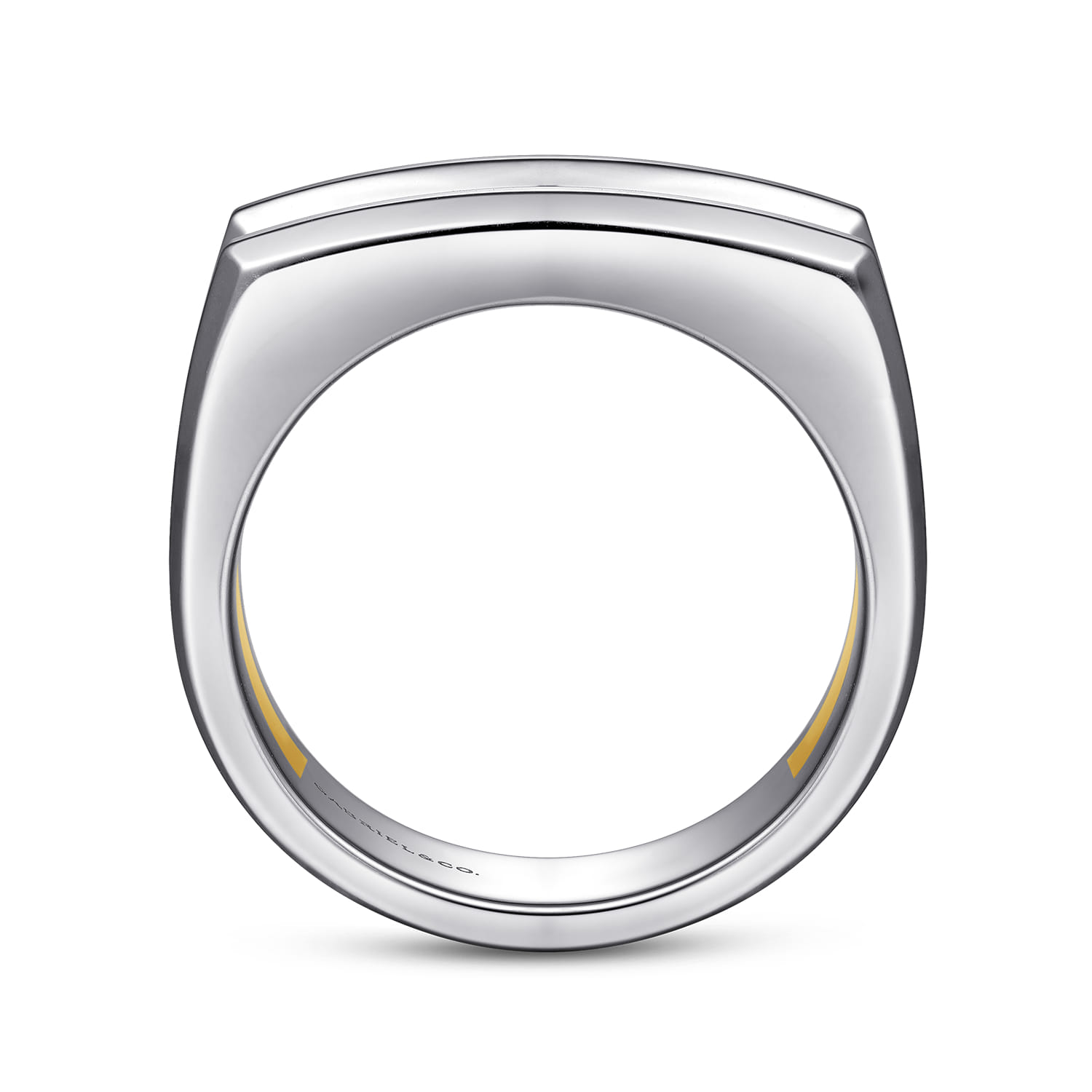 14K Yellow-White Gold Faceted Ring in High Polished Finish - Shot 2
