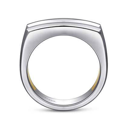 14K Yellow-White Gold Faceted Ring in High Polished Finish