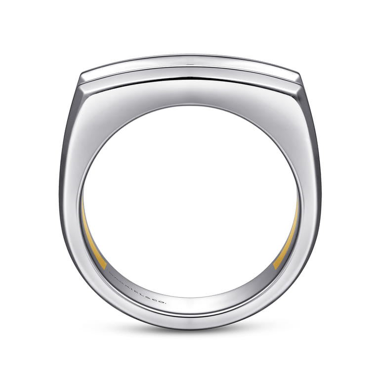 14K Yellow-White Gold Faceted Ring in High Polished Finish - Shot 2