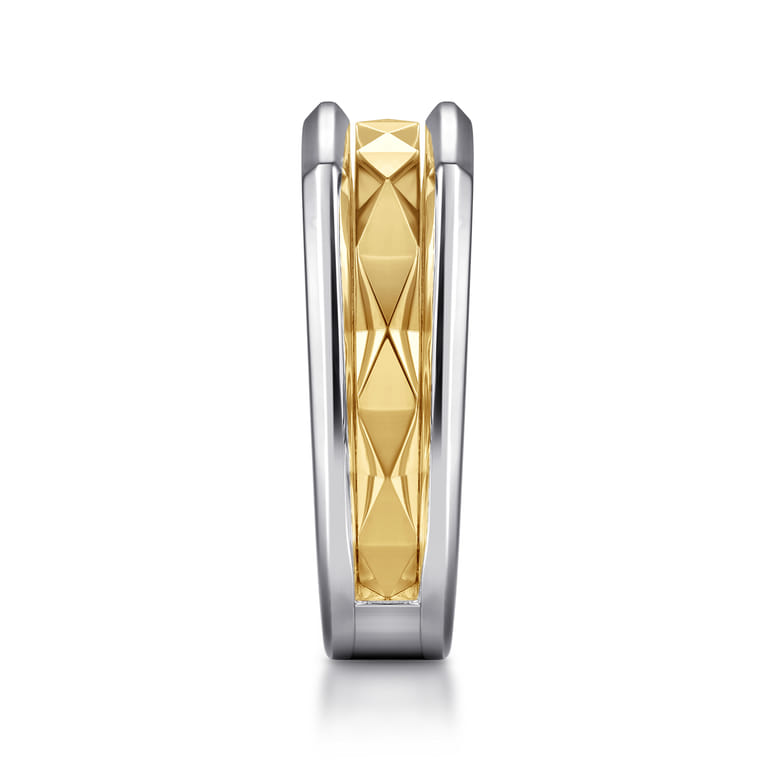 14K Yellow-White Gold Faceted Ring in High Polished Finish - Shot 4