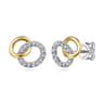 14K Yellow-White Gold Interlocking Links Diamond Stud Earrings - 0.3 ct