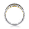 14K Yellow-White Gold Layered Wide Band Diamond Ring - 0.95 ct